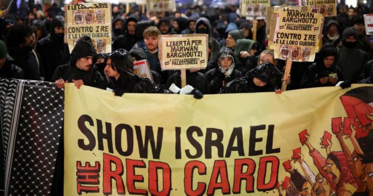 احتجاجات-لزيارة-فريق-إسرائيلي-لإيطاليا