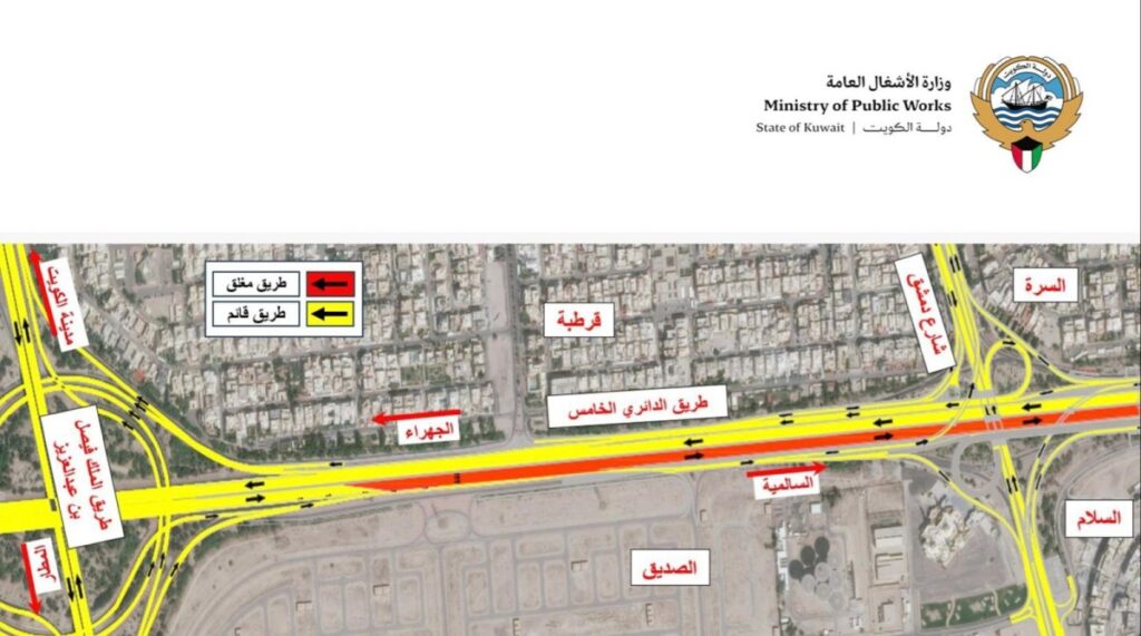 'الأشغال':-إغلاق-موقت-لطريق-الدائري-الخامس-باتجاه-السالمية