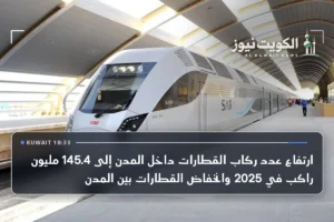 ارتفاع عدد ركاب القطارات داخل المدن إلى 145.4 مليون راكب في 2025 وانخفاض القطارات بين المدن